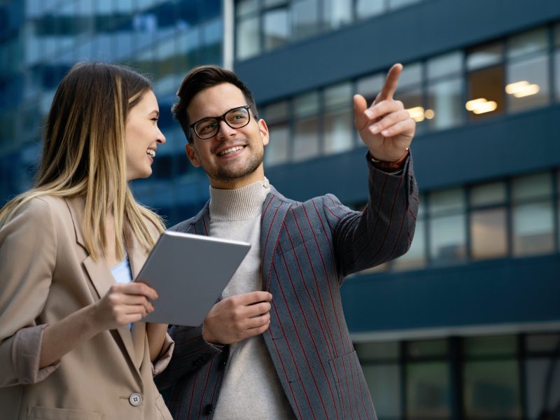 Business professionals discussing growth strategies